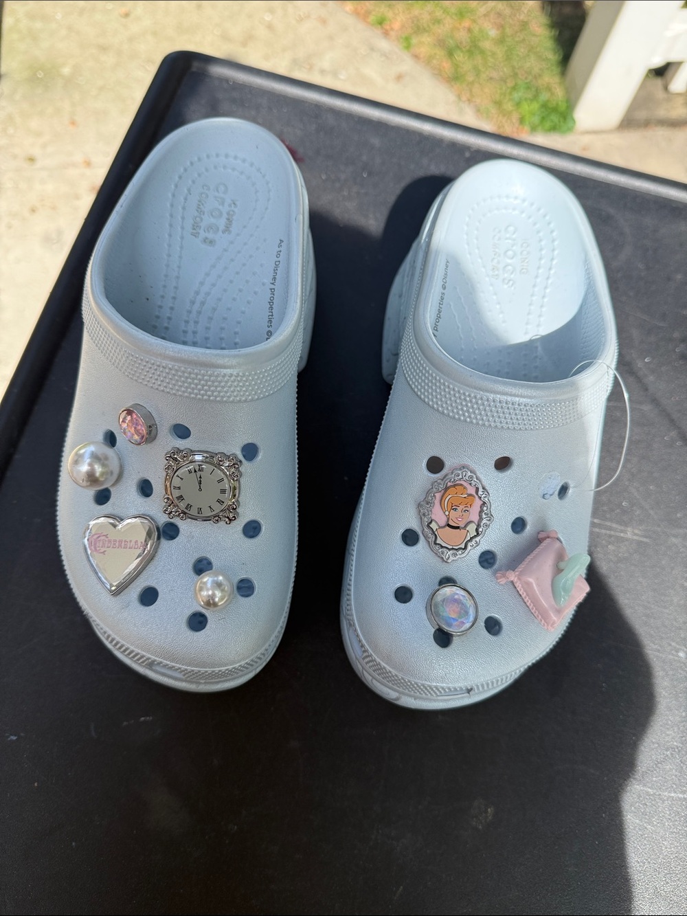 Cinderella CROCS Kids Light Blue Clogs with Decorative Charms